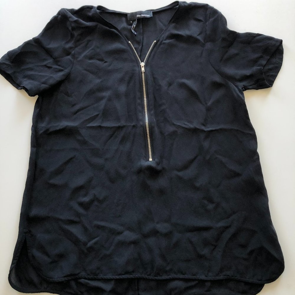 The Kooples  Black Silk Short Sleeve with Silver